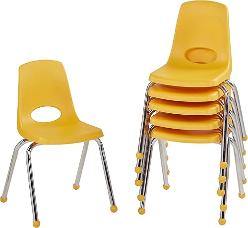 Miniatura 86 de FDP 10360-BL - Silla escolar apilable de 12 pulgadas, asiento apilable para estudiantes con patas de acero cromado y deslizadores giratorios de Azul