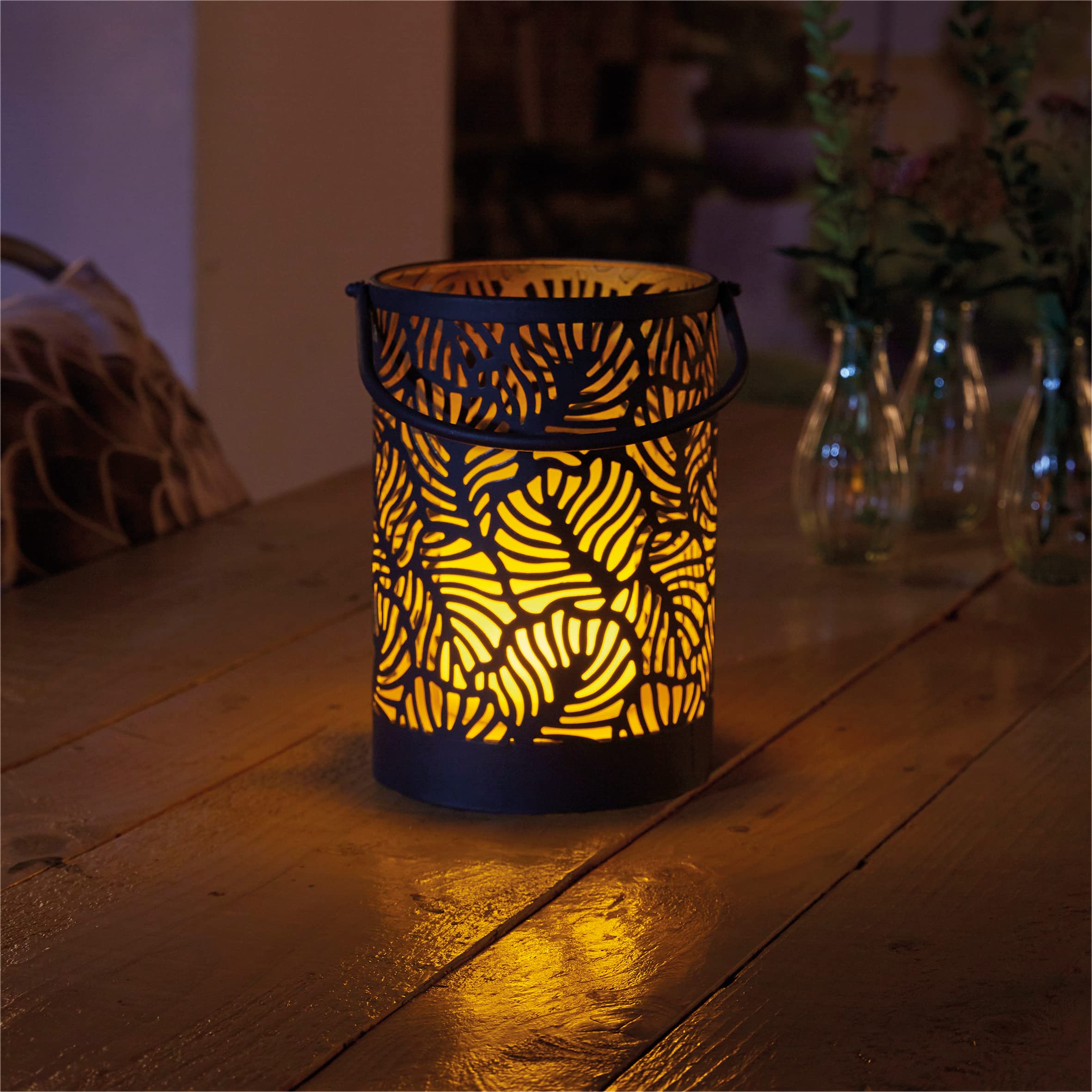 Luxform Solar Powered Vogue Flame Table Light - Grey LED IPXX Outdoor Garden Patio Lighting