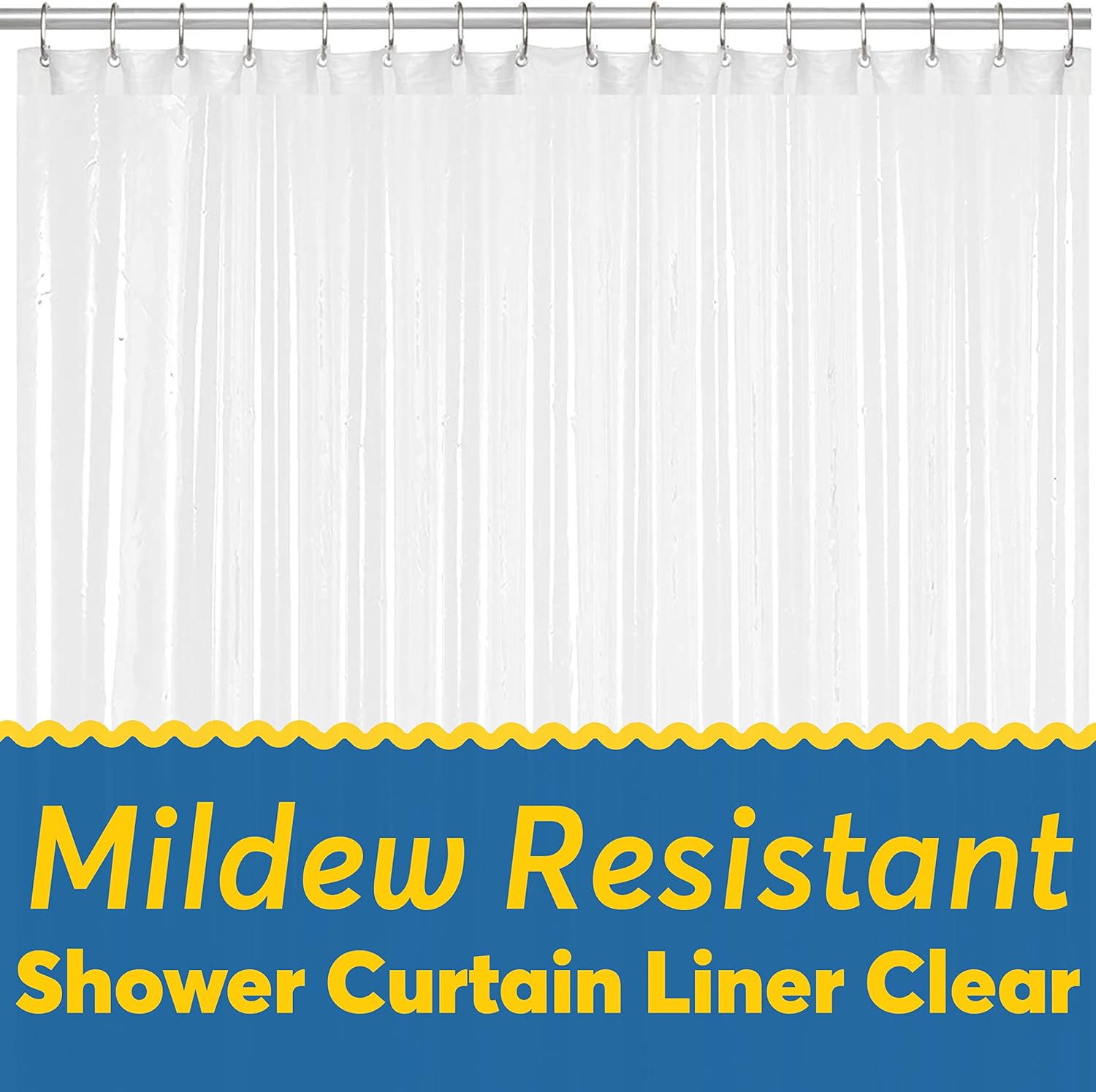 BATH Shower Curtain Liner – 72 x 72 Heavy Duty PEVA Shower Curtain or Shower Liner with 12 Rustproof Metal Grommet and 3 Magnetic Weights – Odor Free fits Standard Showers, Clear : Home & Kitchen