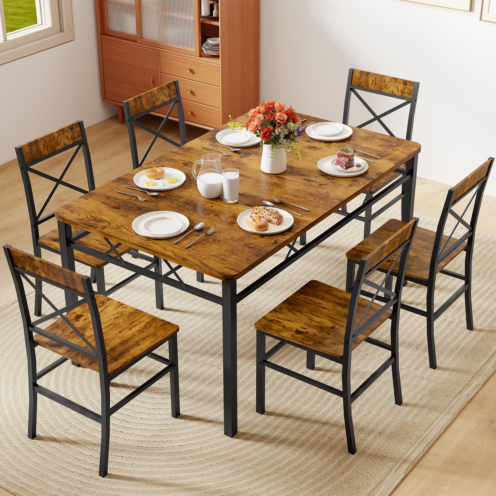 Amazon.com - Zevemomo 7-Piece Dining Table Set, Kitchen Table