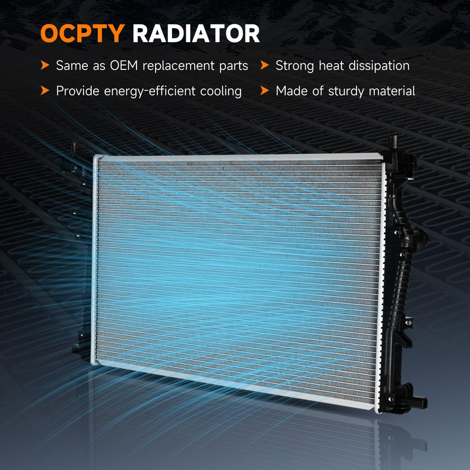 OCPTY Engine Coolant Radiator Compatible with 2015-2017 for Chrysler 200,2014-2018 for Jeep Cherokee Replace 13400,CU13400, 68229284AA, 68229284AB, CH3010363 Aluminum Automotive Replacement Radiators