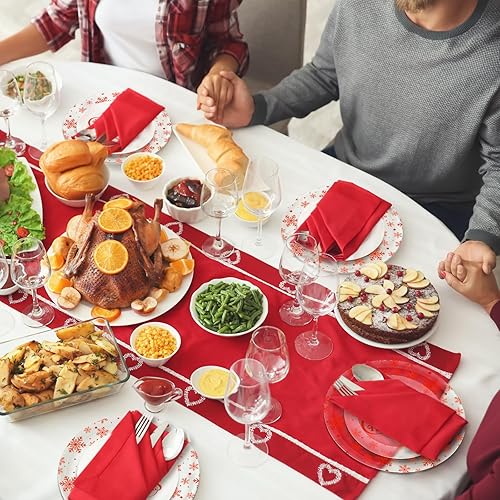 Miniatura 4 de 60 platos de plástico de Navidad, platos desechables de Navidad a granel, platos blancos de vacaciones, platos redondos de postre para suministros