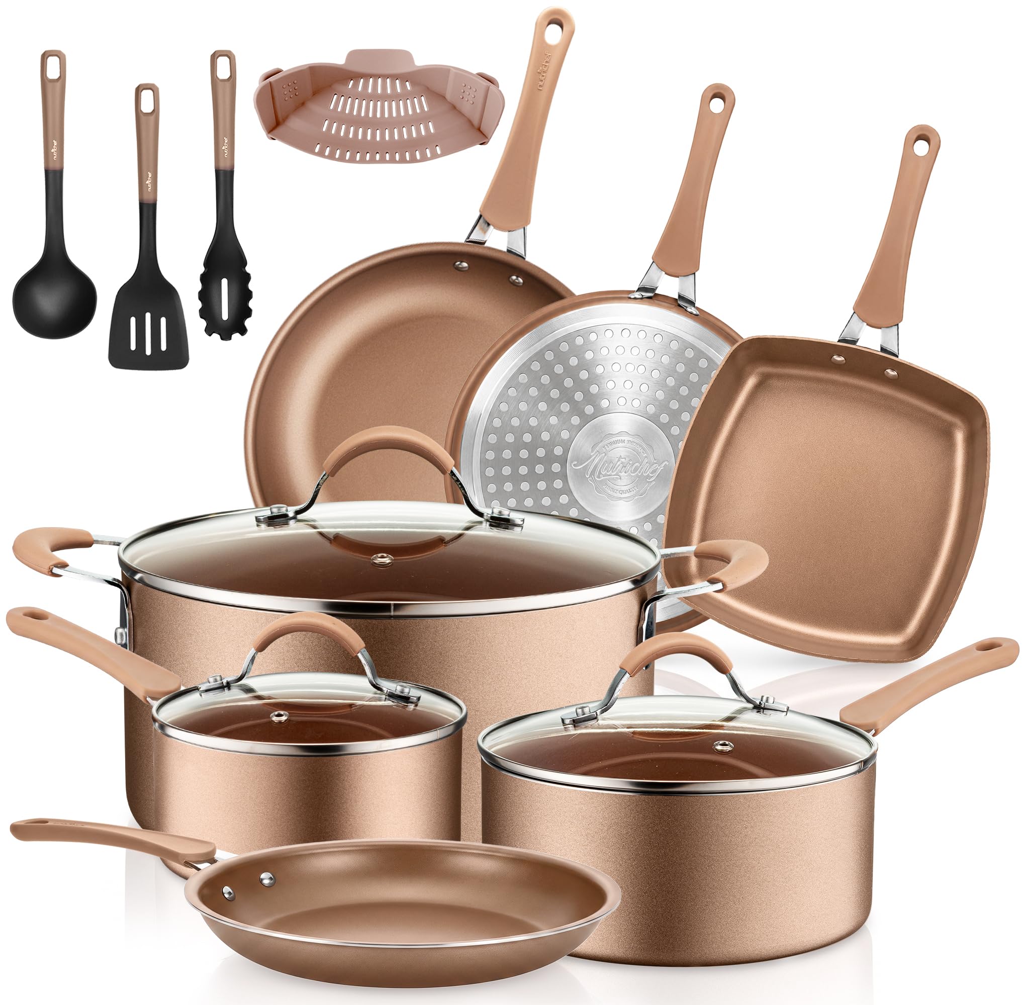 14-Piece Pots and Pans Set Non Stick – Induction Cookware Set, PFAS-Free Nonstick Cookware for All Cooktops, Includes Kitchen Utensils