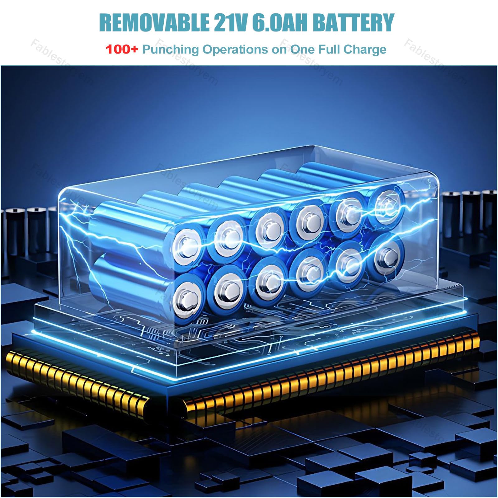 Punzonatrice Idraulica Portatile, Kit di Punzonatura a Batteria 21V con 6 Set di Punzoni e Matrici, 2 Batterie e Custodia Compatta per Trasporto - per Cantiere, Lavori Esterni e in Campo MZS 32B