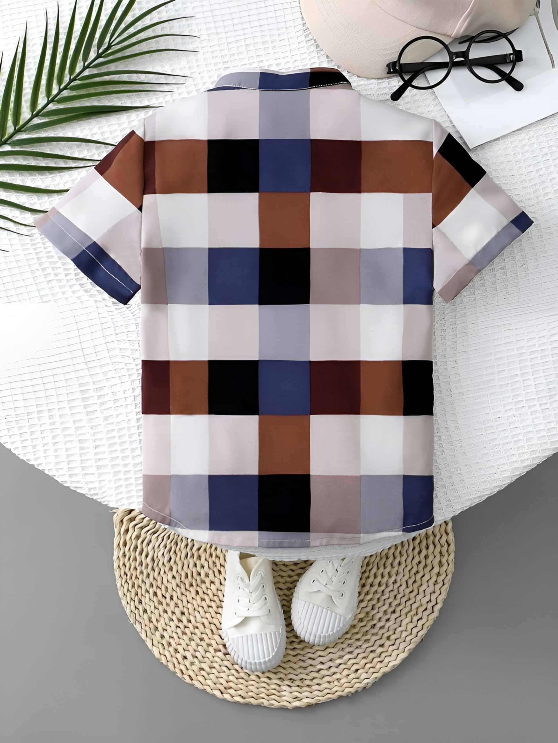 kidgarb Baby Boys Clothing Set, Regular Fit Cord Set, Boys Short Sleeve Dress Clothing Set, Plaid and Striped Pattern, Cotton Casual Tops, Pack of 2(Multicolor, 9-12 Months) 2