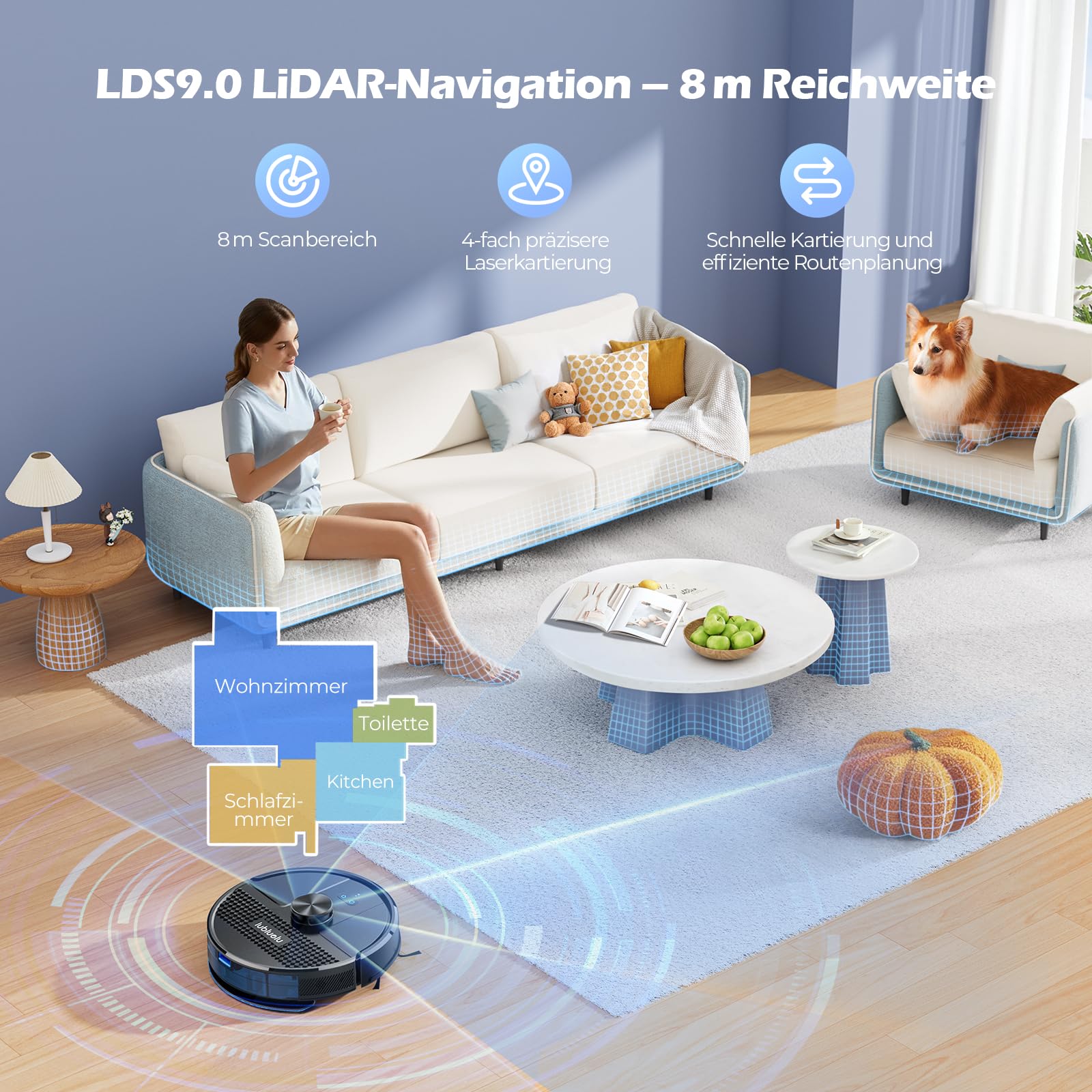 Lubluelu Saugroboter mit Absaugstation 3-in-1 – Bild 3
