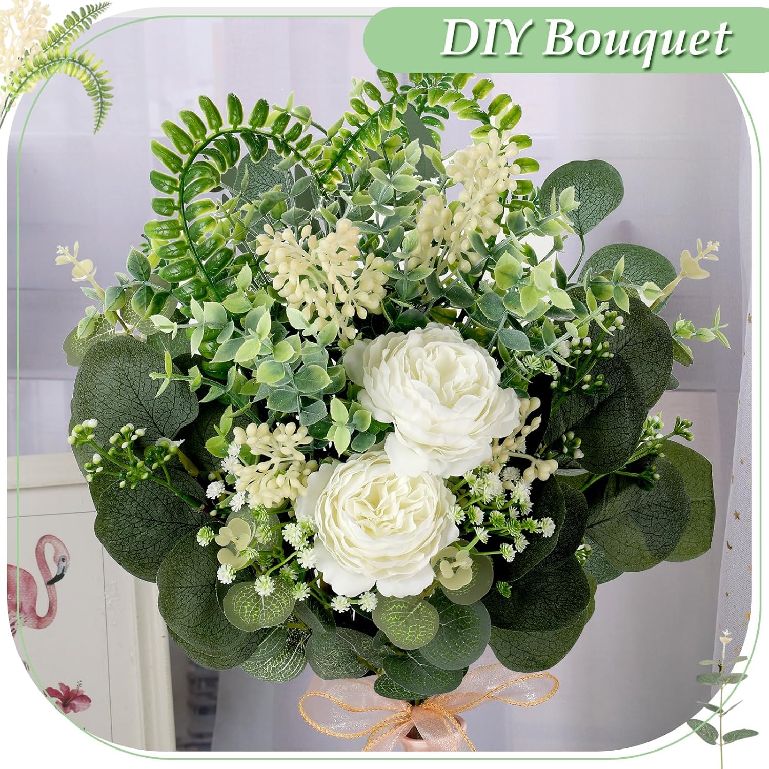 120PCS 15 Kinds Artificial Eucalyptus Stems Mixed Faux Eucalyptus Stems Leaves and Flowers Bulk Silver Dollar Eucalyptus Stems for Floral Arrangements Wedding Home Vase Bouquet Greenery Decoration - Image 7