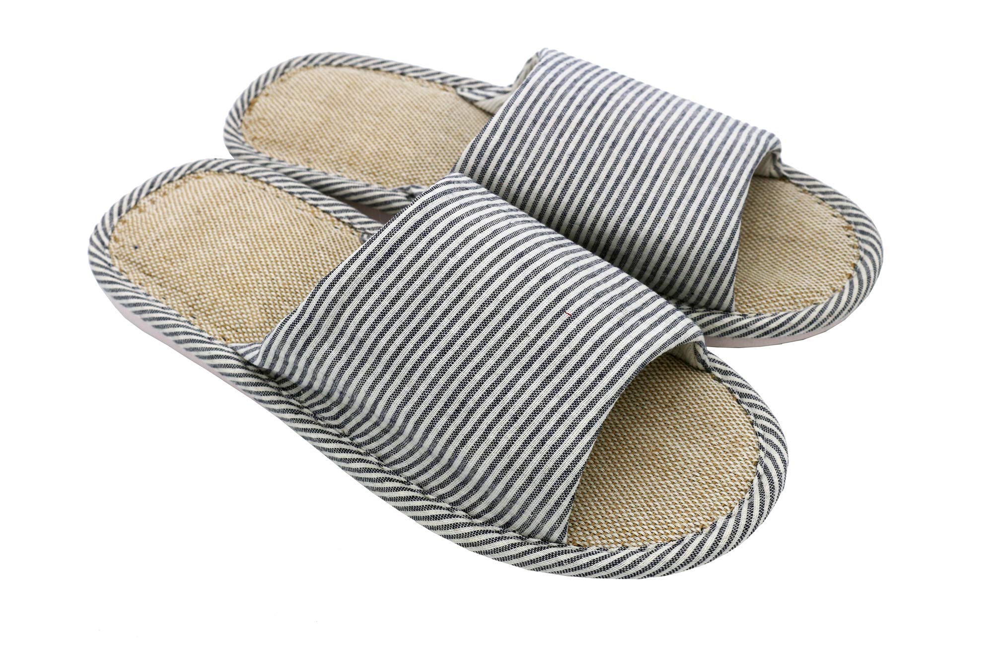 Women's and Men's Cotton Flax Casual Soft Light Open Toe Slippers Comfortable and Breathable House Slippers Anti-Slip for Indoor and Outdoor