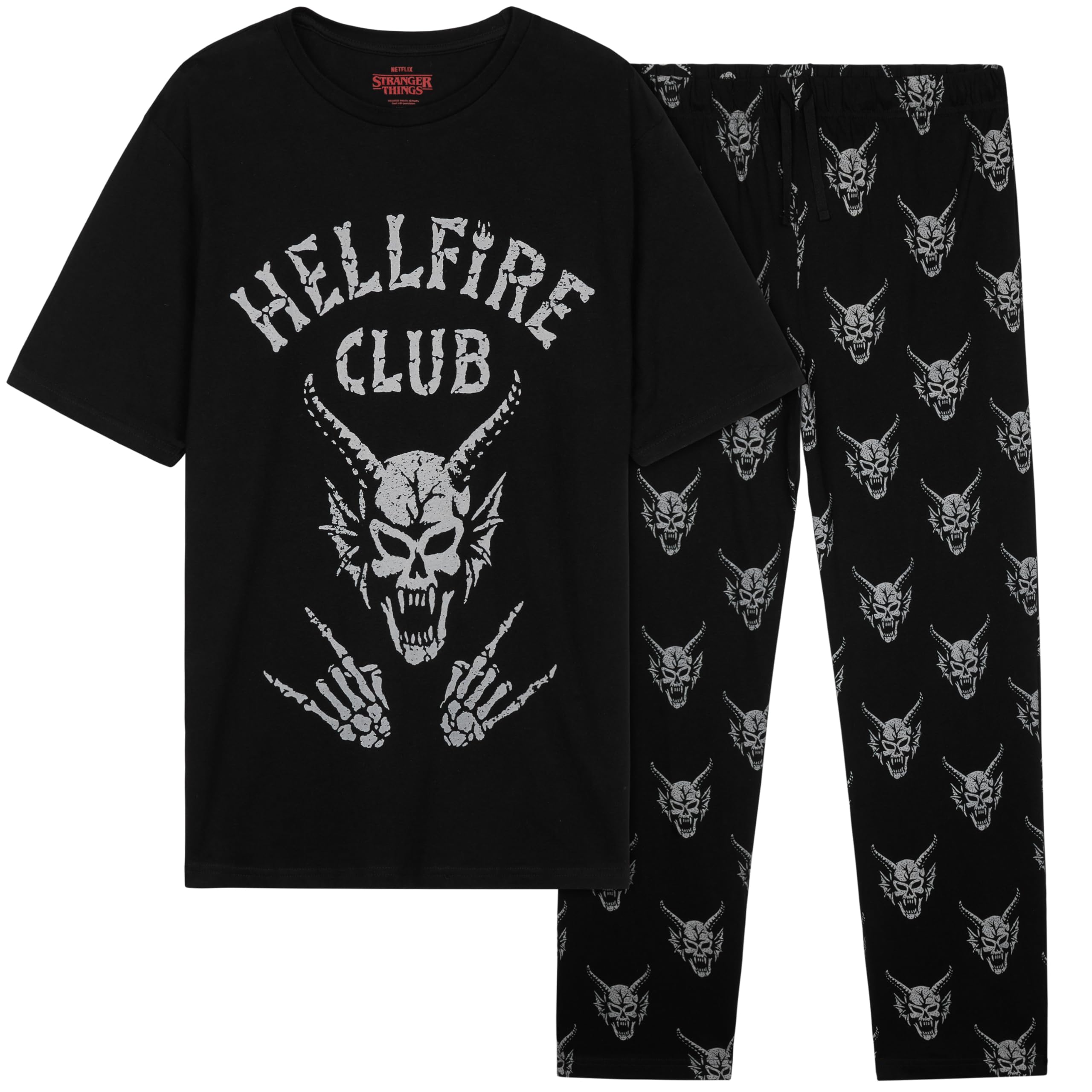 Stranger Things Mens Pyjamas Set, T-Shirt & Long Bottoms, Teens PJs Comfy Loungewear with ...