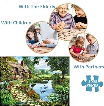 Jigsaw Puzzles for Adults 1000 Piece Swan Lake Residence 27.56 x 19.69 Inch Jigsaw Puzzles for Adults Educational Game Challenge Toy 1000 Piece Puzzle for Adult