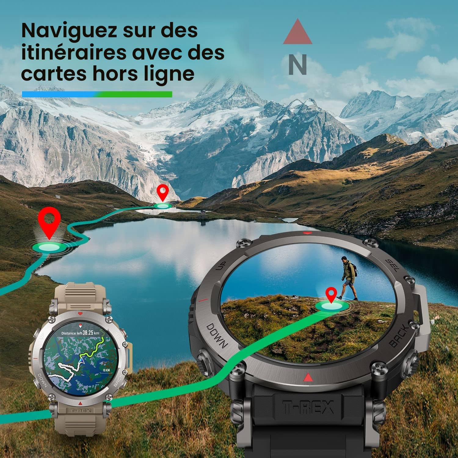 Amazfit T-Rex Ultr, 47 mm, Montre Connectée Homme, Montre GPS Sport de Qualité Militaire, 160+ Modes Sportifs, SpO2, HD AMOLED, 10 ATM, Autonomie de 20 Jours