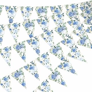 Jetec 49 ft 60 Pcs Blue Floral Party Decorations Something Blue Before I Do Bridal Shower Bunting Banners Pennant Garland Flags Hanging Decor for Wedding Bachelorette Birthday Party Supplies
