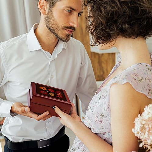 Miniatura 3 de 3dRose, Seventies Retro Style Bold Floral Thank You Greeting, Jewelry Box 5.5x5.5 inch with 4 inch tile