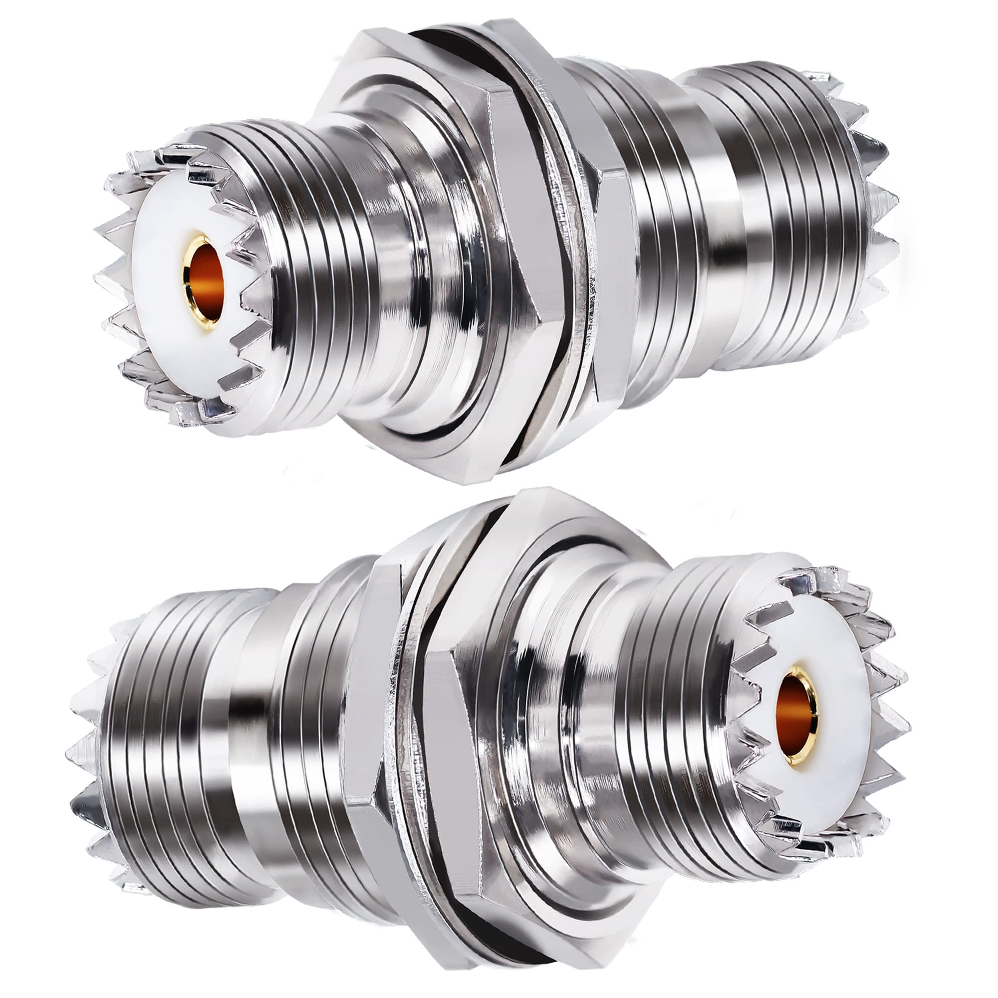 TUOLNK PL-259 Bulkhead Connector UHF Female to UHF Female Coaxial Adapter SO239 to SO239 Nut Bulkhead Panel Mount Coax Adapter for CB Radio 2pcs - Image 4