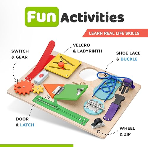 Miniatura 3 de deMoca - Panel sensorial Montessori de madera para niños pequeños actividades de aprendizaje para niños pequeños en edad preescolar que los ayudan a