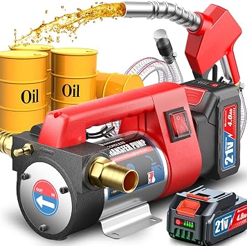Mxmoonant Cordless Diesel Transfer Pump Kit, Fuel Transfer Pump Battery Powered 12GPM with Fuel Nozzle Auto Shut Off, 4000mAh Lithium Batteries*2 for Kerosene Boat Truck