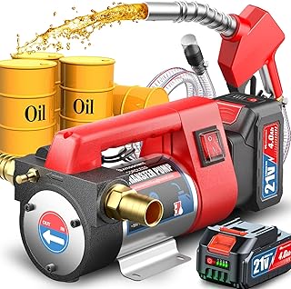 Mxmoonant Cordless Diesel Transfer Pump Kit, Fuel Transfer Pump Battery Powered 12GPM with Fuel Nozzle Auto Shut Off, 4000mAh Lithium Batteries*2 for Kerosene Boat Truck