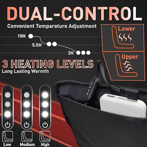 Miniatura 4 de MIXKIT Silla de camping con calefacción con batería de 15000 mAh y cojín extraíble, silla de camping plegable, asiento de campamento caliente, silla