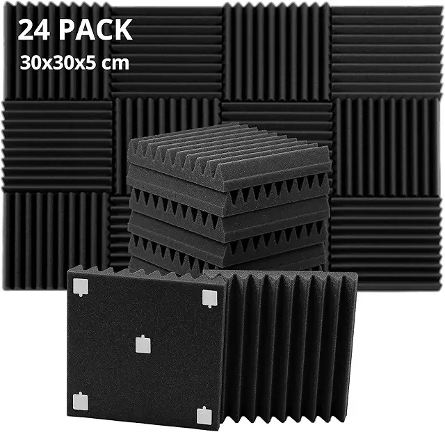 Pannelli Fonoassorbenti ROVSON 24 Pezzi - Pannello Acustico Isolante 30x30cm
