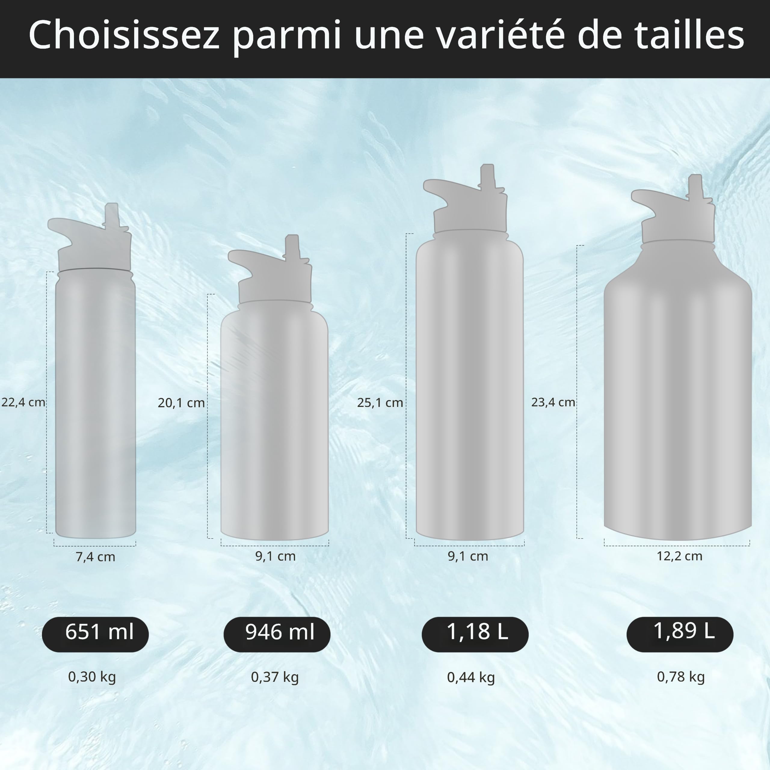 HASLE OUTFITTERS Bouteille Isotherme En Acier Inoxydable à Double Paroi De 22 Oz Avec Ouverture Large Et Couvercles à Paille Et à Bec Verseur - Maintient Le Froid Ou Le Chaud (Gradient