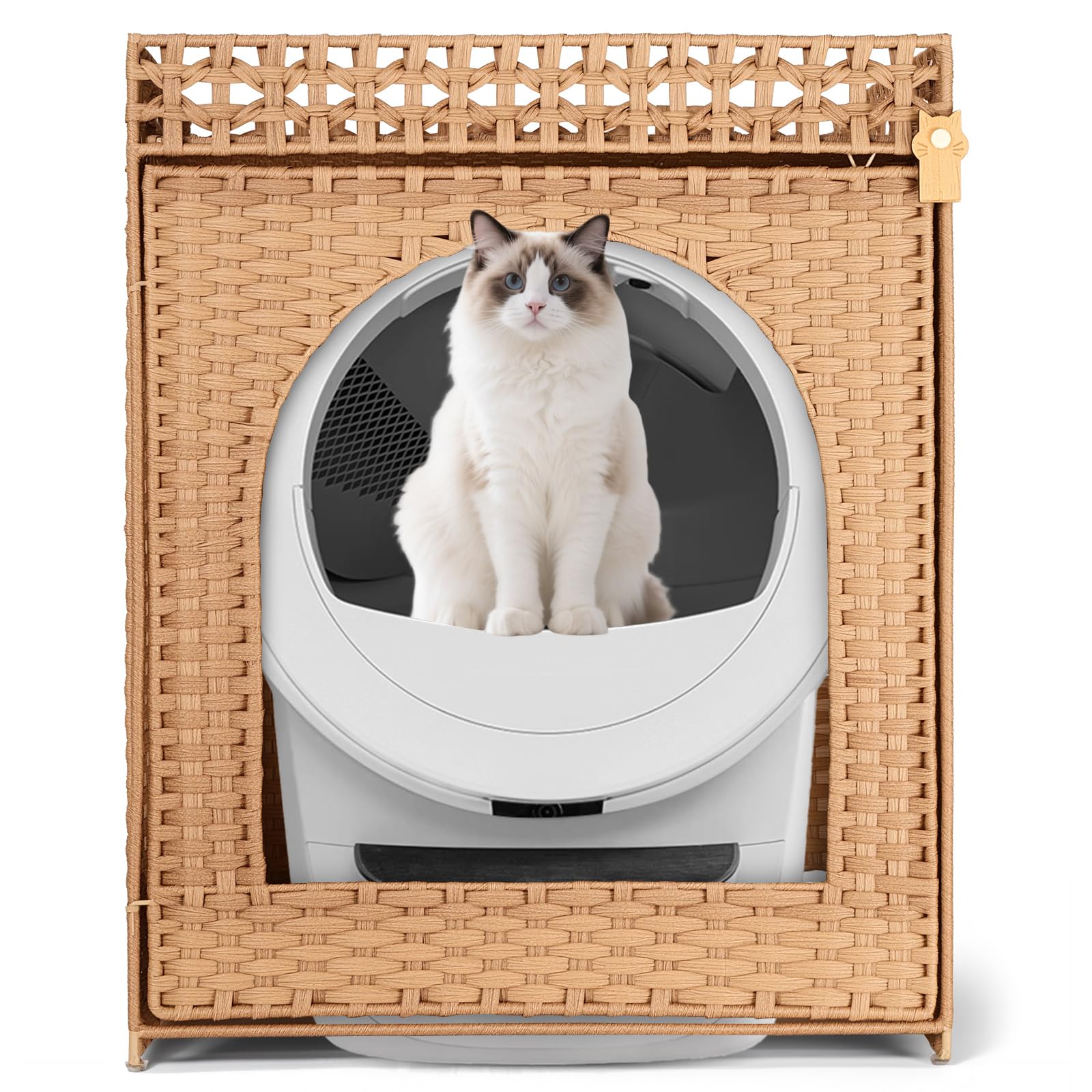 Caja de arena para gatos autolimpiable con diseño oculto y fondo abierto