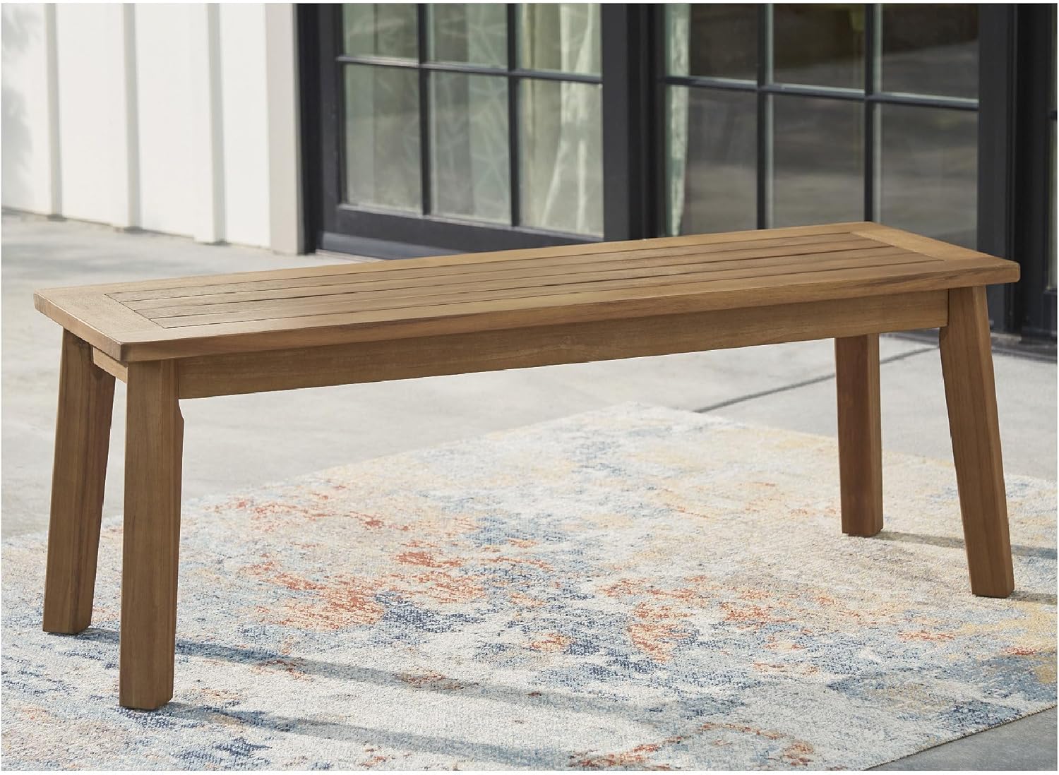 Signature Design by Ashley Janiyah Casual Outdoor Dining Bench, Light Brown