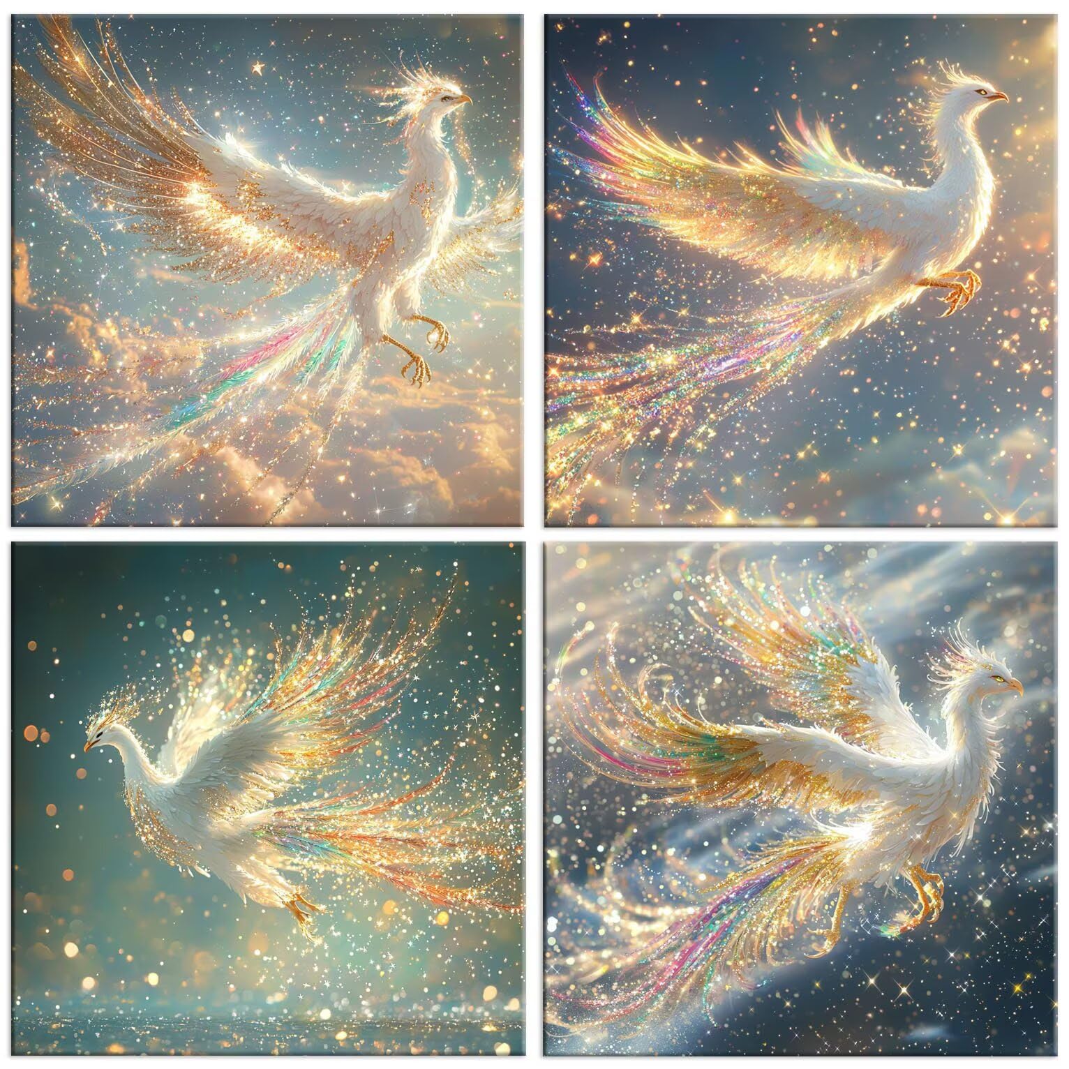 Fantasy Phoenix Diamond Paining, 5D Diamant Painting Bilder 60x60cm t-562 | 4 Pack Diamond Painings Erwachsene, 5D DIY Diamant Malerei Mosaikherstellung für Relaxation and as a Wall Deko Geschenk
