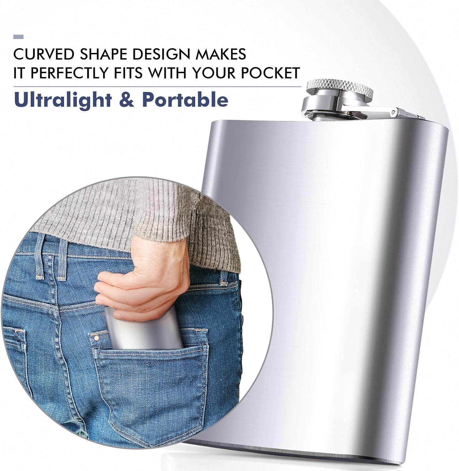 LIHAO 7oz Hip Flask for Liquor, Stainless Steel Flask with Funnel