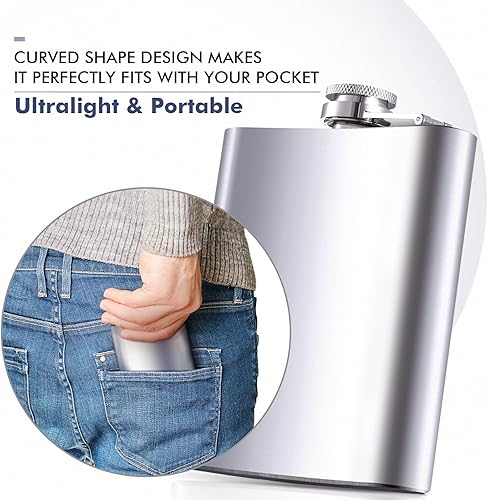 Miniatura 4 de Petaca de 7 onzas para licor de acero inoxidable a prueba de fugas con embudo para fiestas, bodas, camping, senderismo, regalo, actividades al aire