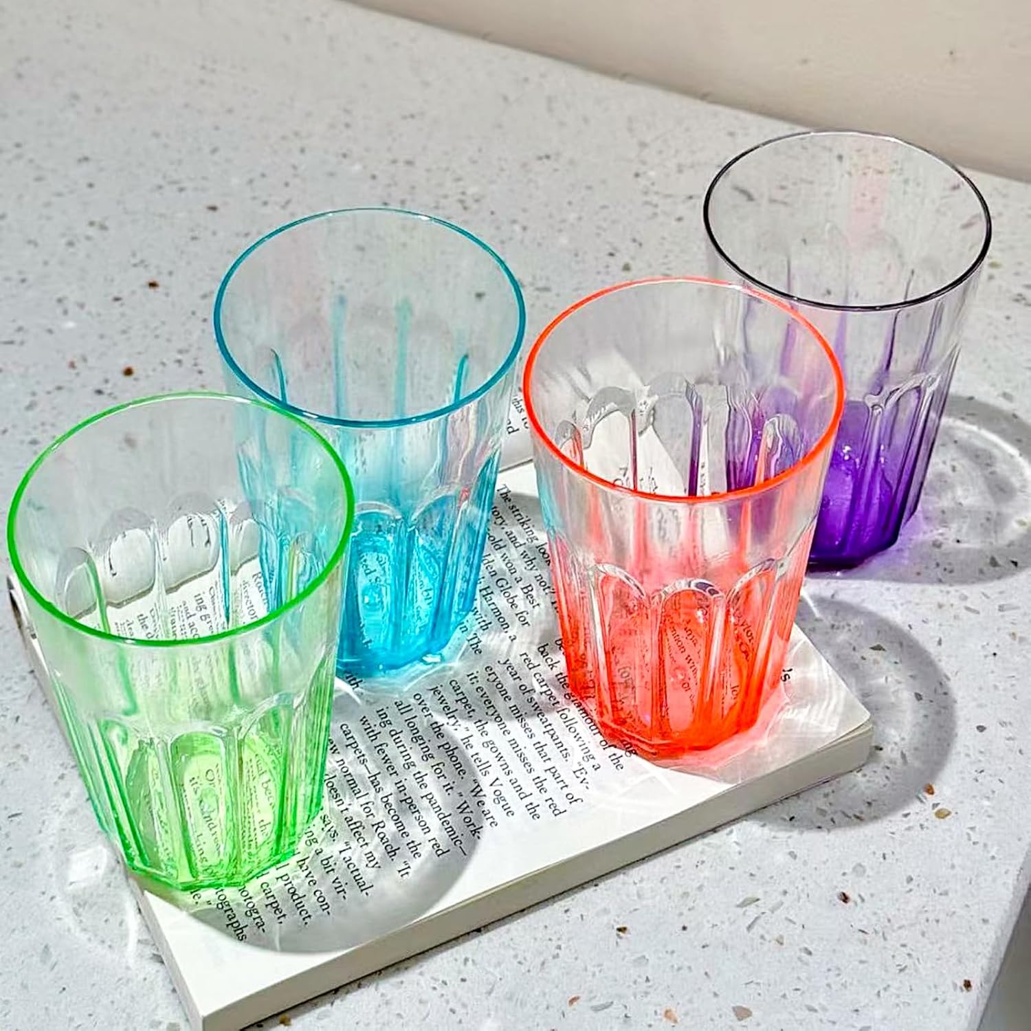 $17 Plastic Drinking Glasses Set, 15.2oz, 8 Pack