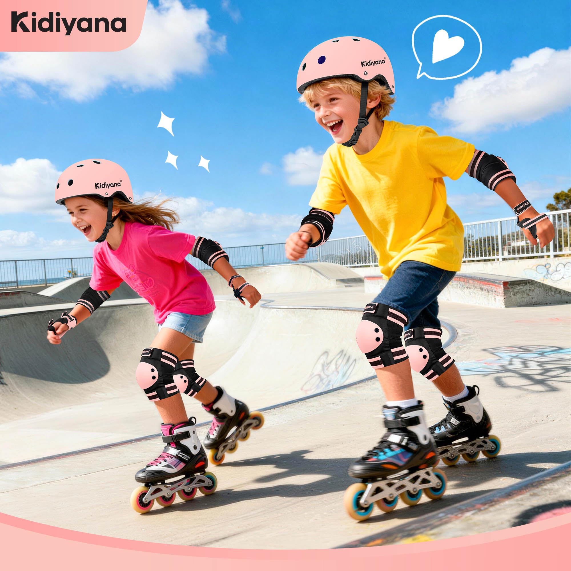 Set De Protections Enfant, Genouillères, Coudières Et Protège-Poignets, Équipement pour Trottinette, Patins en Ligne, Skateboard Et Vélo, Respirant, Léger, S (2–6 Ans) Et M (6–14 Ans)