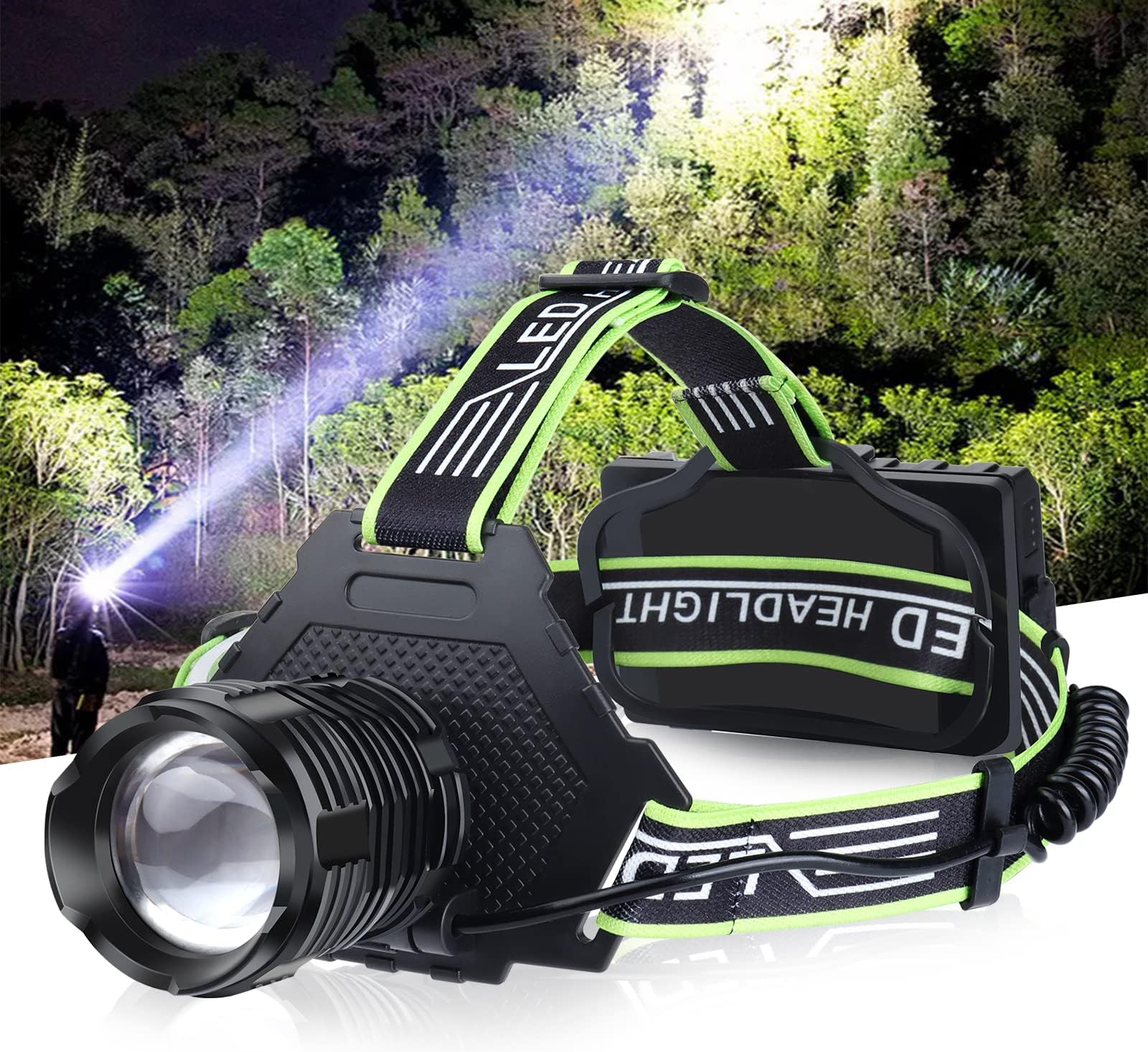 BUD K Rechargeable LED Headlamp, 1000 Lumens Super Bright Headlamp Flashlight with Motion Sensor, 8 Modes, 135°Adjustable, IPX7 Waterproof Head Lamp for Camping, Running, Climbing, Hiking
