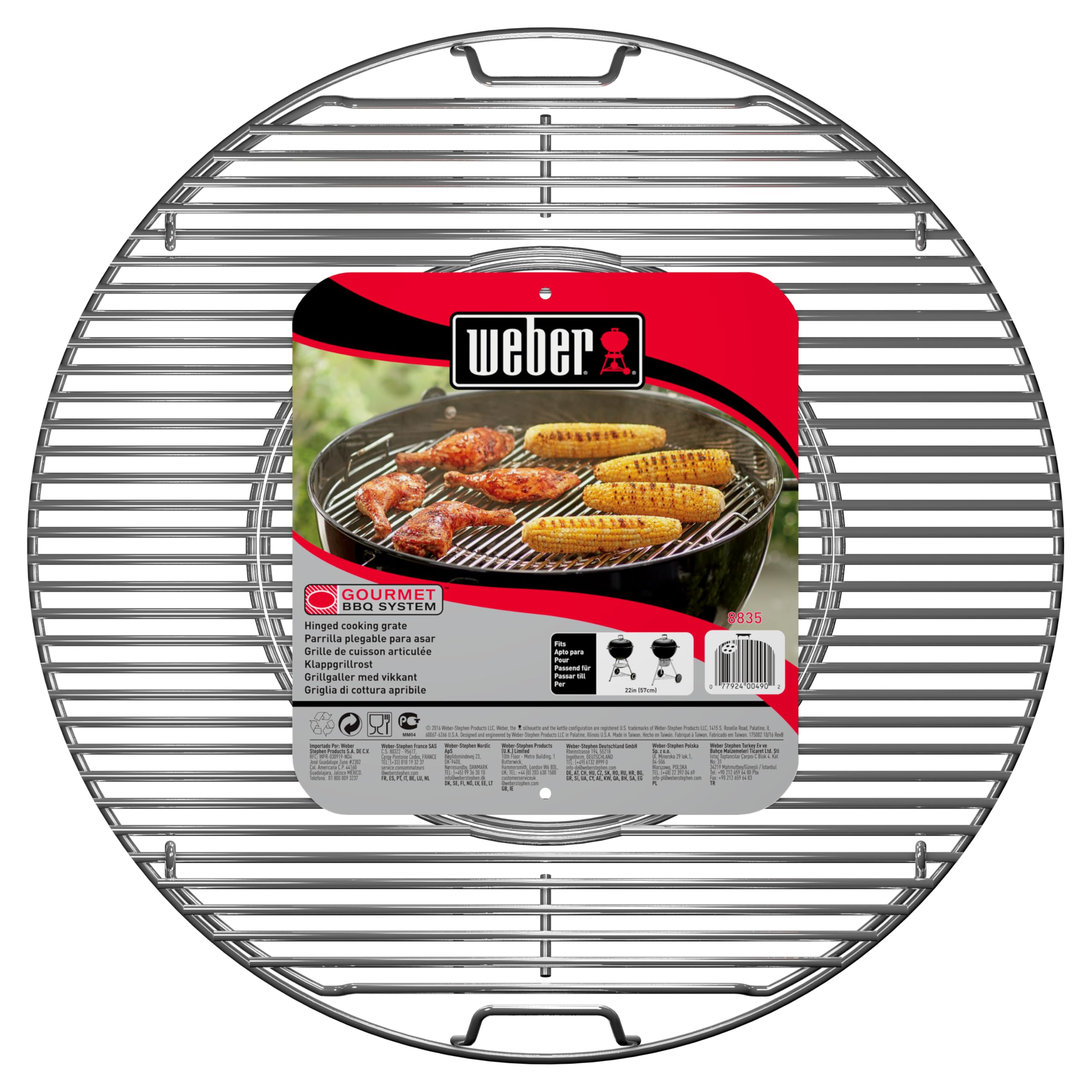Weber Ruszty do Grilli Węglowych 57 cm, System Gourmet Bbq, Solidne Ruszty Stalowe z Wkładem GBs do Wszechstronnych Akcesoriów, Srebrny (8835)