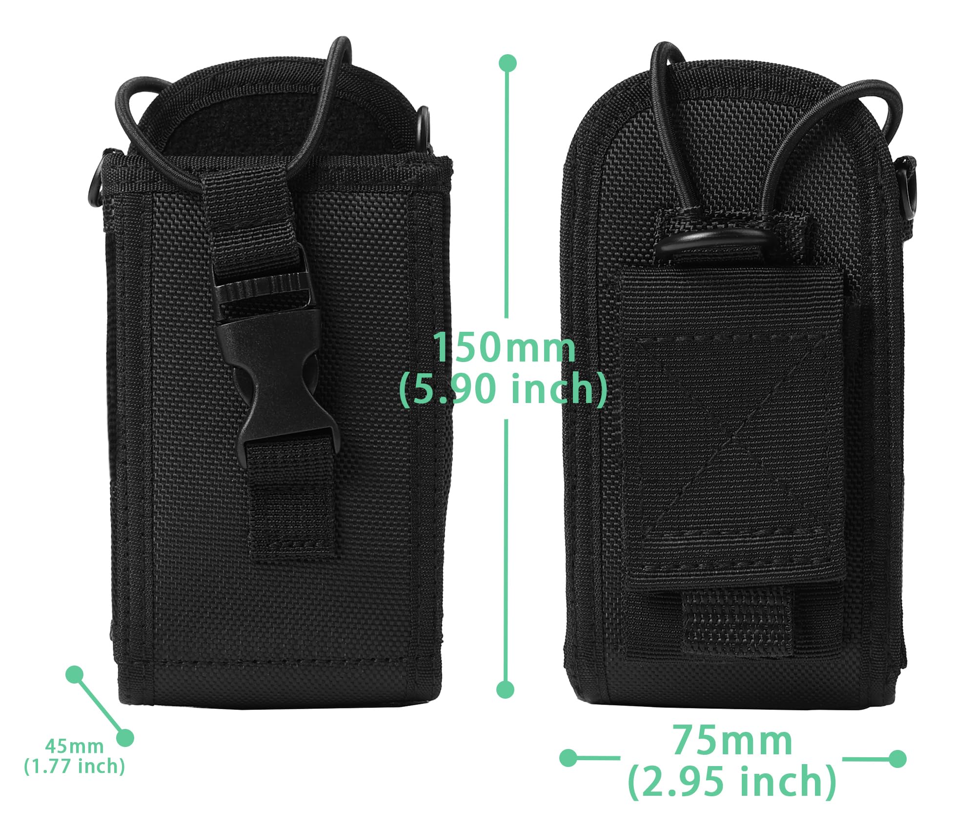 SUNDELY Carrying Case Holder Holster Pouch Bag Compatible with Motorola Radio GP328 GP340 GP380 DP1400 DP3400 DP4600e DP4601 DP4800 HT1250 PR860 PRO7150 (Nylon Case with Adjustbale Belt Loop & Strap) - Image 3