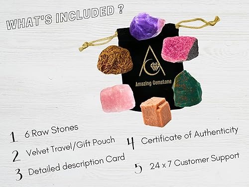 Miniatura 6 de Amazing Gemstone Cristales para el período agradable del ciclo menstrual menstrual, juego de 6 piedras de sangre, cuarzo rosa, piedra lunar