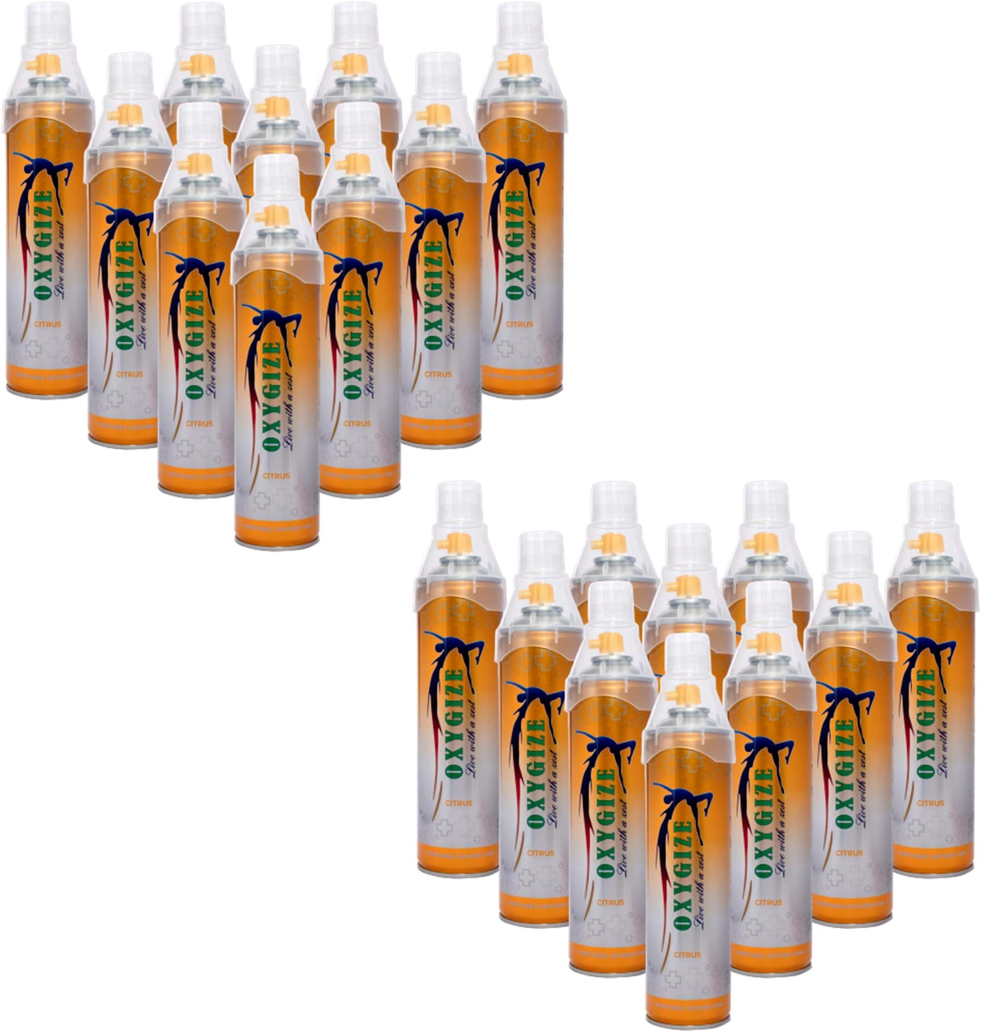 Light Weight & Portable Citrus Oxygen Can Cylinder Canister With Protective Mask For Air Pollution, Quick Recovery, Boosting Immune System, Easy To Carry (Each Can 10Ltr, & 150 Breaths Approx.) Pack20