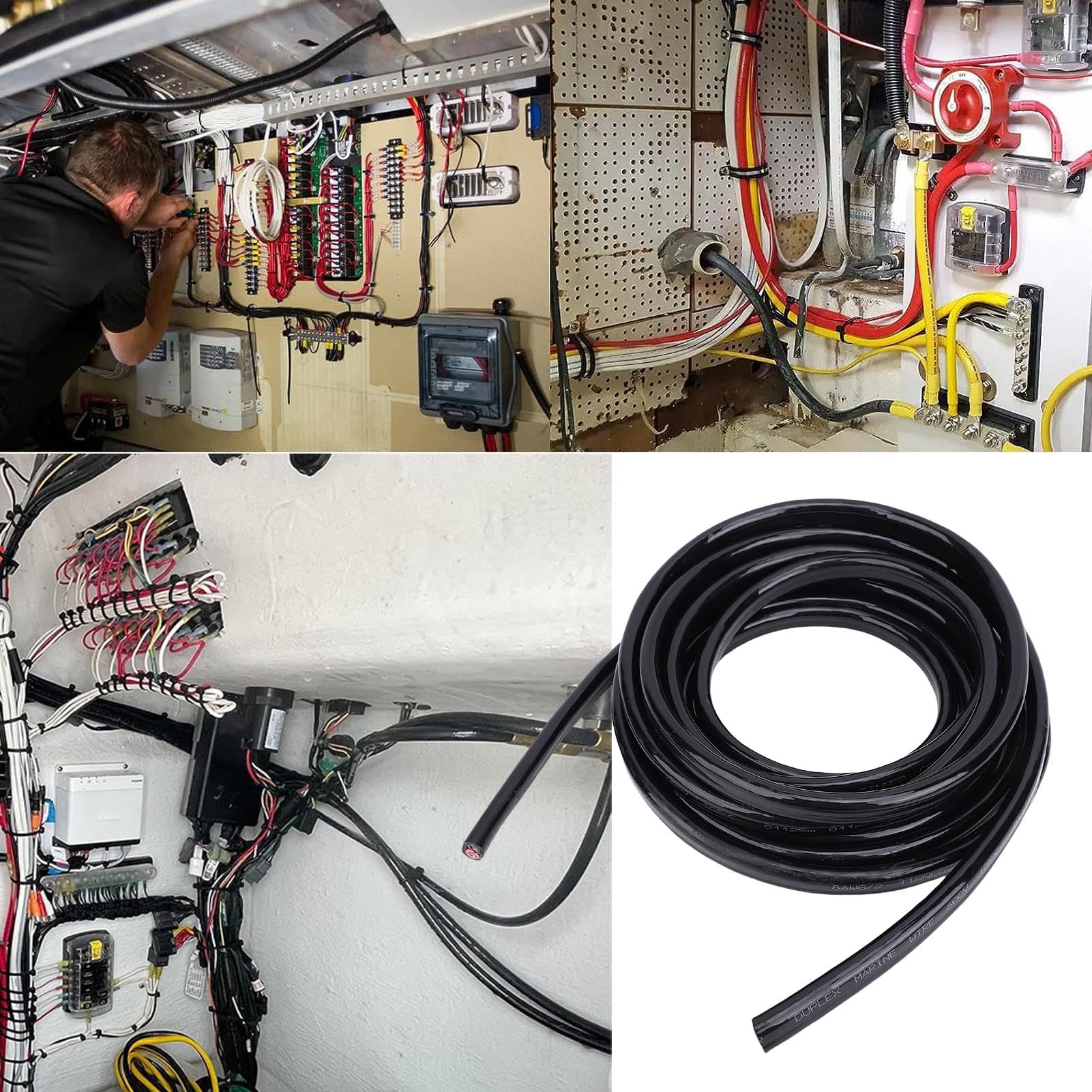 Elektryczny kabel zasilający łodzi SustVita 8 AWG 20 stóp OFC Przewód zasilający w izolacji miedzianej do instalacji elektrycznych morskich/motoryzacyjnych/RV