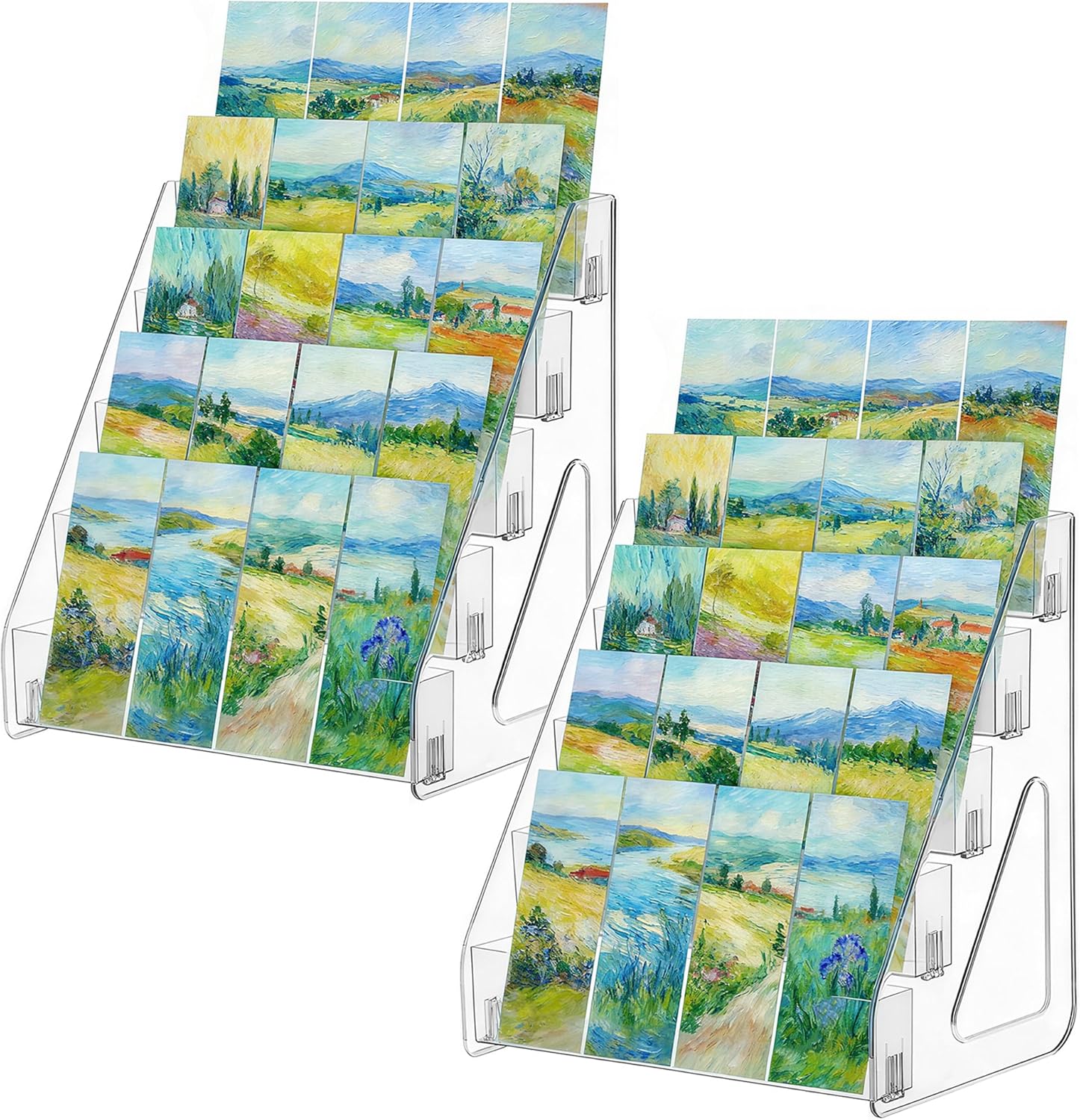 5 Tiers Acrylic Bookmark Display Stand Clear Portable Sticker Holder Display Rack for Vendors Book Mark Holder Retail Shop Organizer for Brochures Greeting Cards Postcards (1 PCS)