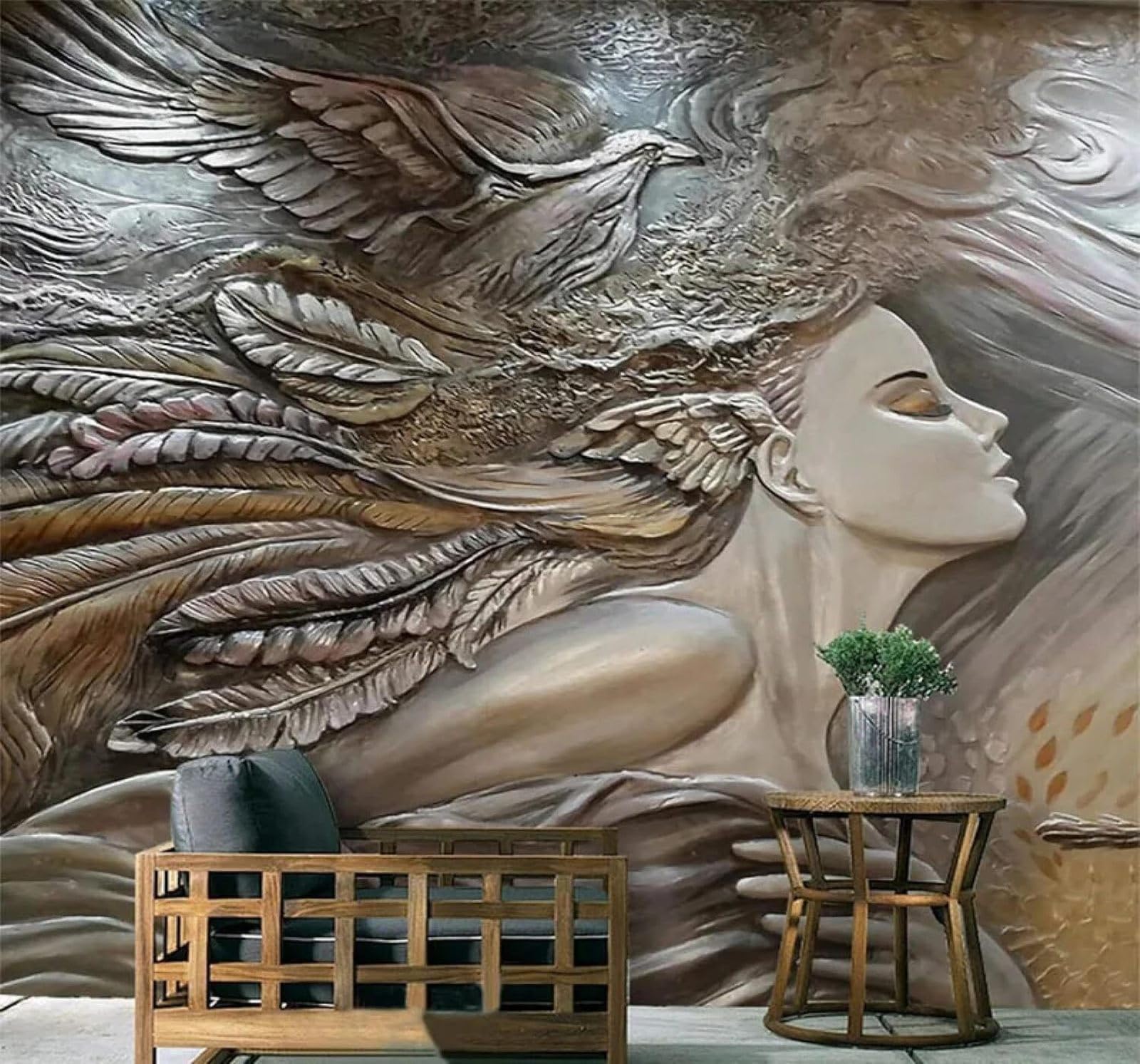 XLMING Creative Relief Beauty Peacock Art 3D Wallpaper Luxury Home Dining Decor Paste Sofa Living Room The Wall for Bedroom Mural-400cm×280cm