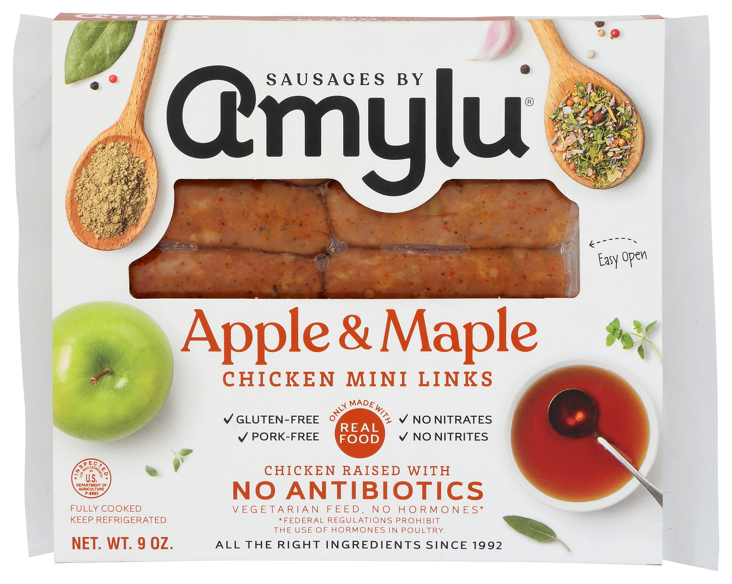 Amylu Chicken Sausage Apple Maple Mini Links Cooked Step 76737 9 Ounce (Pack of 1)