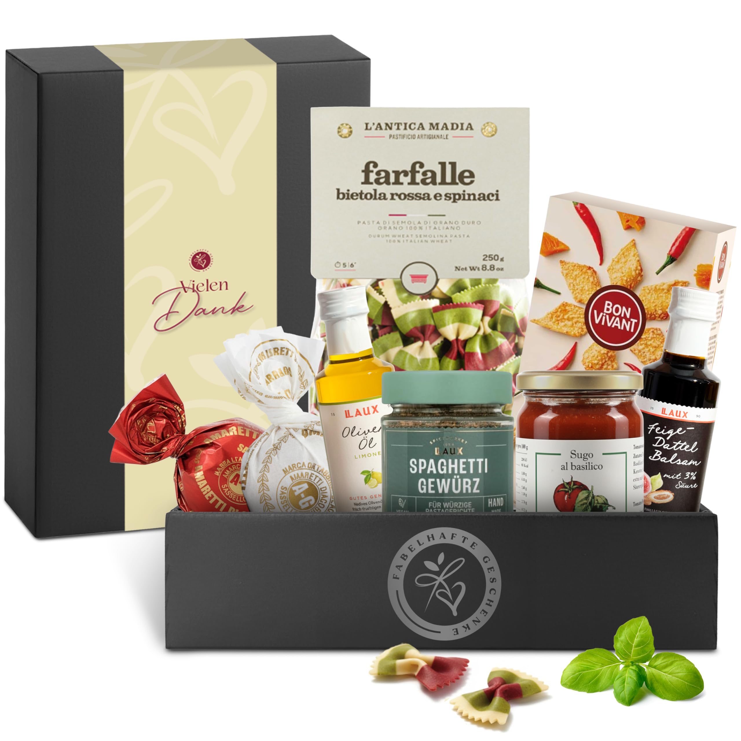 Danke-Geschenkkorb VIVA ITALIA gefüllt mit italienischen Delikatessen - Präsentkorb mit Feinkost Geschenkset