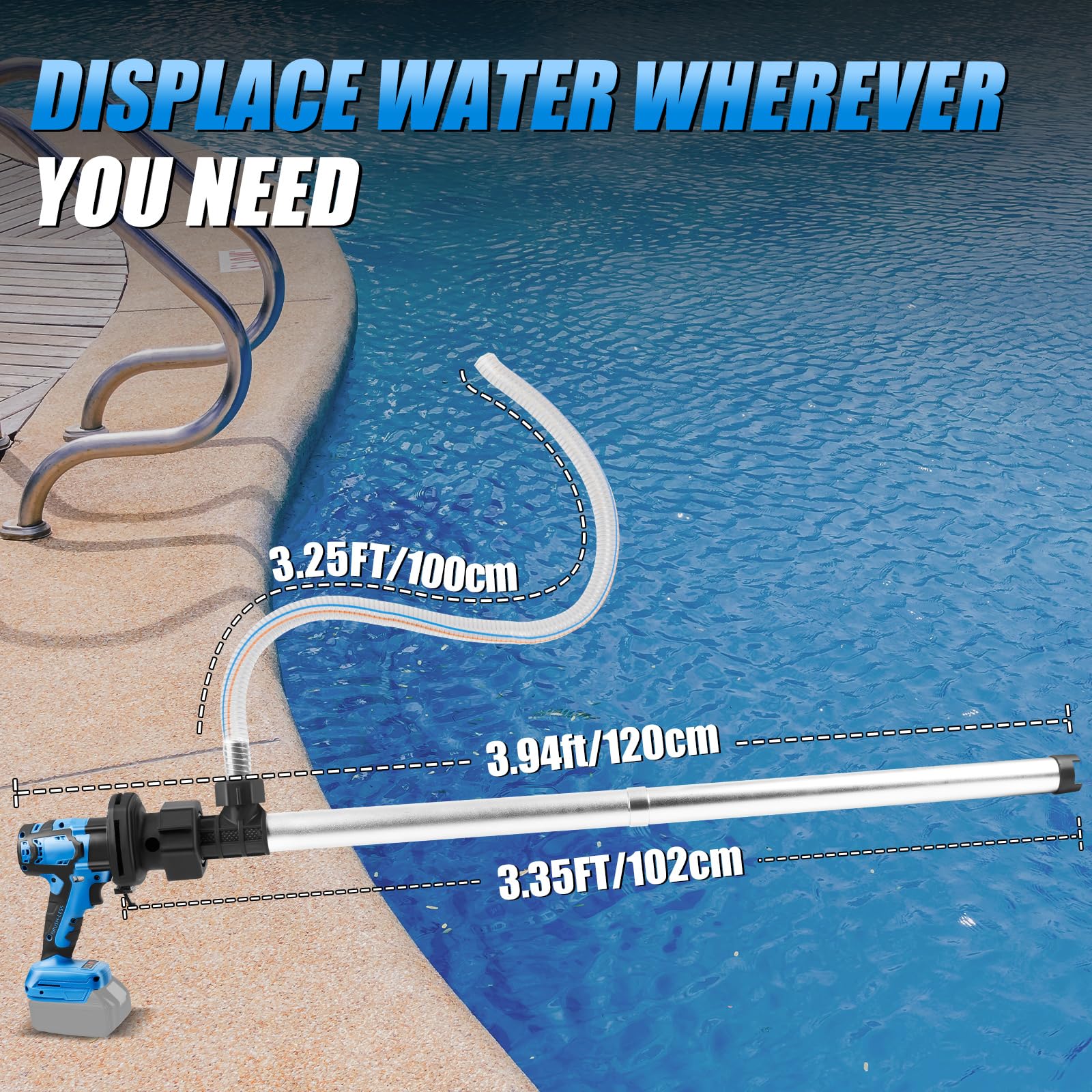 Bürstenlon Pompe de récupérateur d'eau de pluie pour Makita 18 V, compacte 10 000 tr/min, 2 vitesses, pompe à pompe portable avec sortie 3/4" 791 GPH, pour piscine/jardin/étang, camping-car