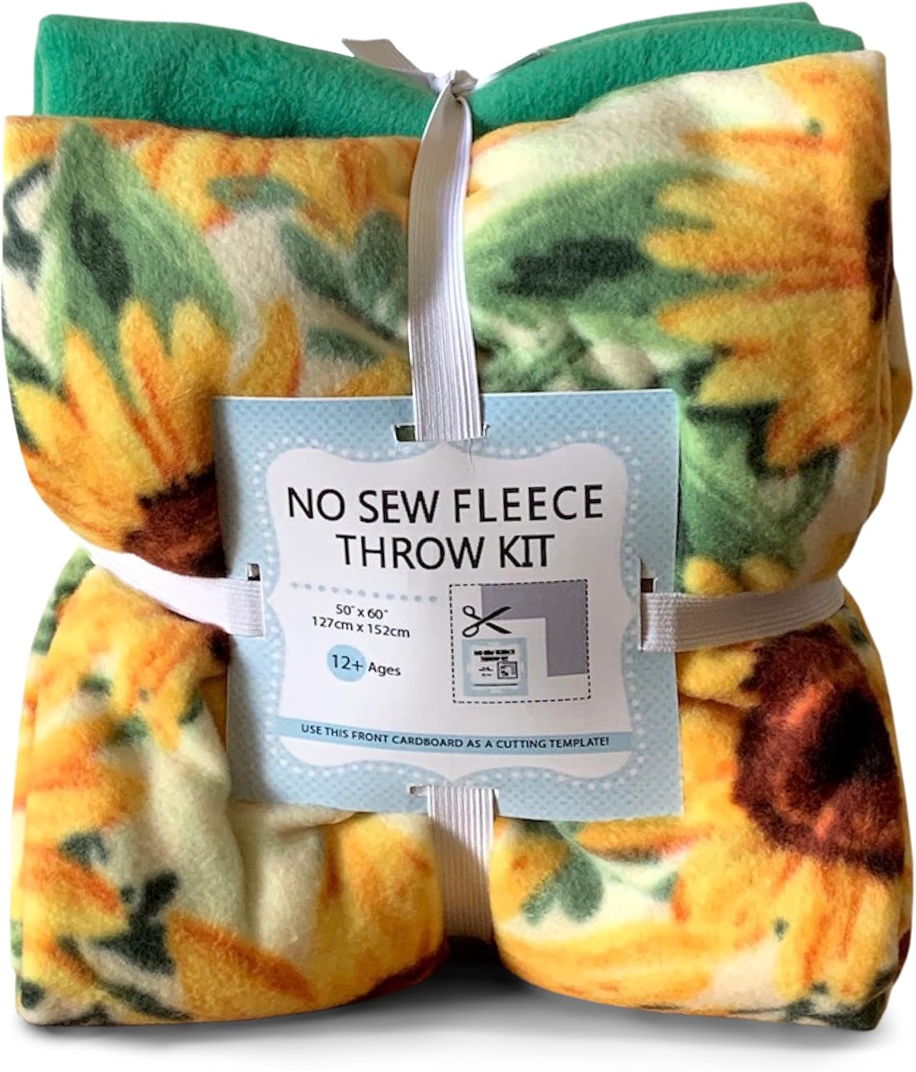 YourFleece Sunflowers No-Sew Throw Fleece Fabric DIY Blanket Making Kit, Make Your Own, Anti-Pill, 50x60 Inches