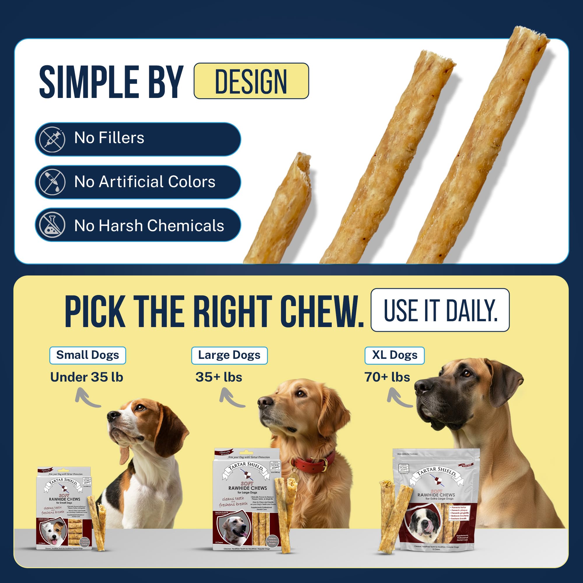 Tartar Shield Rawhide - Mascarilla suave para perros de talla pequeña