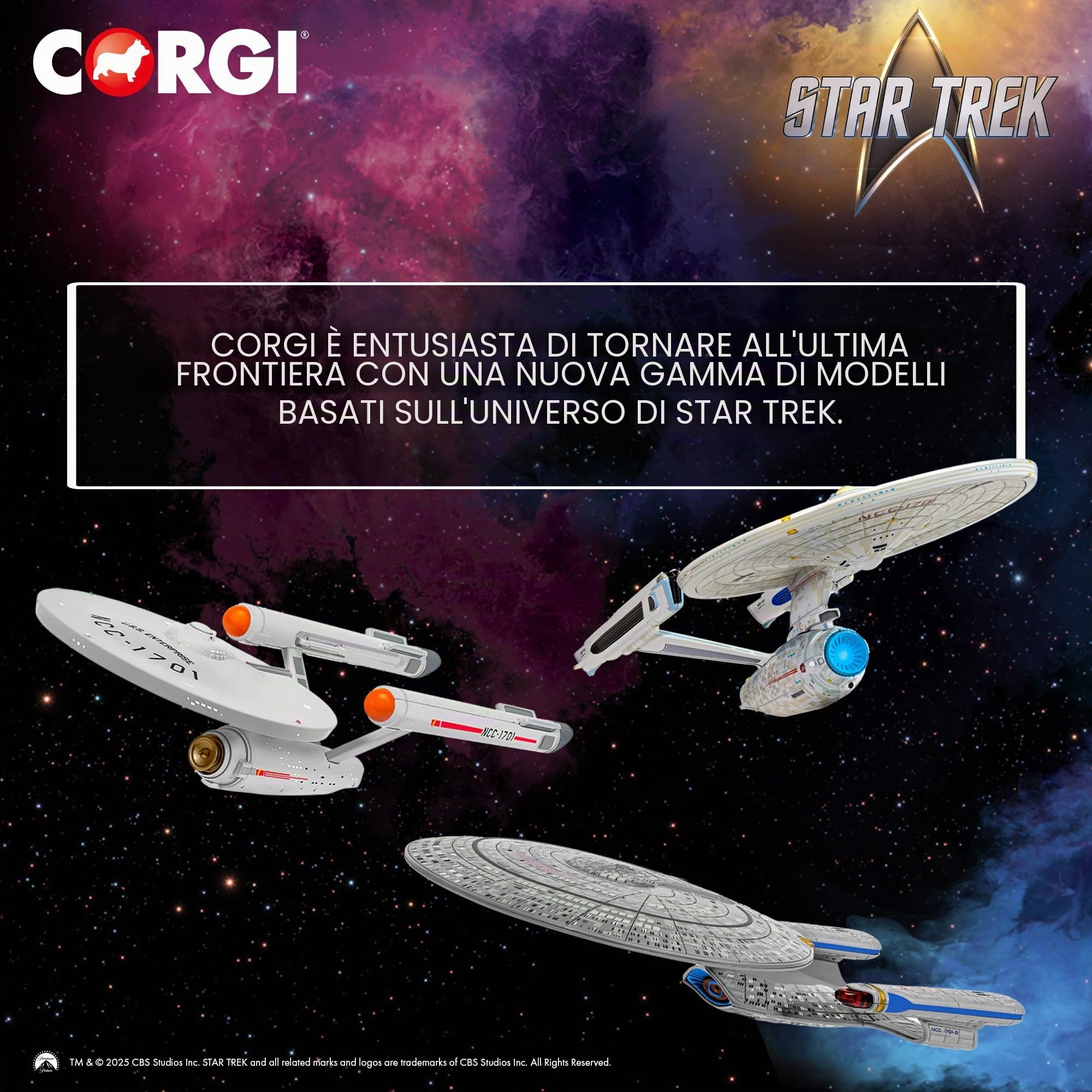 Corgi CC96610 Star Trek, USS Enterprise NCC-1701 (La serie originale), Licenza di film TV e modello da collezione pressofuso per eventi