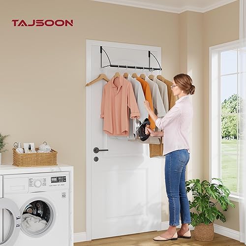 Miniatura 2 de Tajsoon Percha para colgar sobre la puerta extensible y ajustable, percha para colgar ropa sobre la puerta para toallas y abrigos, ganchos para