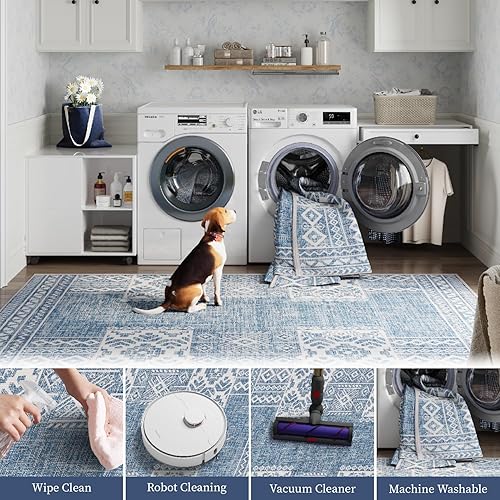 Miniatura 5 de jinchan Alfombra bohemia de 3 x 8 pies, vintage, para pasillo, lavable, geométrica, antideslizante, tribal, delgada, para dormitorio, baño,