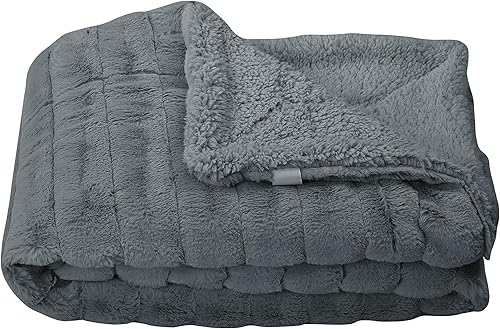 Miniatura 8 de Home Soft Things Super - Manta de piel sintética de visón, 50 x 60 pulgadas, color carbón, lujosa, esponjosa, acogedora, elegante, con respaldo de