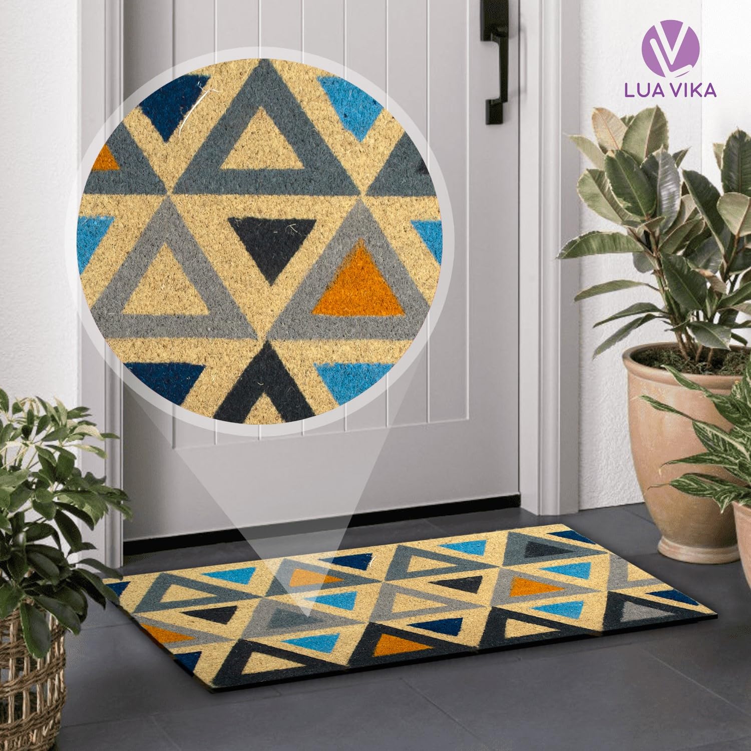 Paillasson Coco Naturel LUA VIKA 40x70cm - Antidérapant Pour Entrée Intérieur/Extérieur