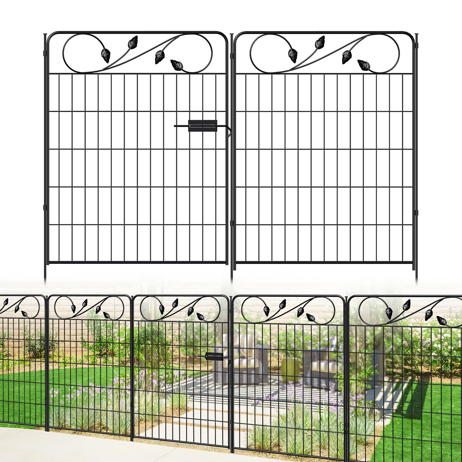 FOREHOGAR Decorative Metal Garden Fence with Gate